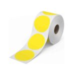ETIQUETAS TERMICO DIRECTO DE 4CM CIRCULAR AMARILLO. 600 UNIDADES